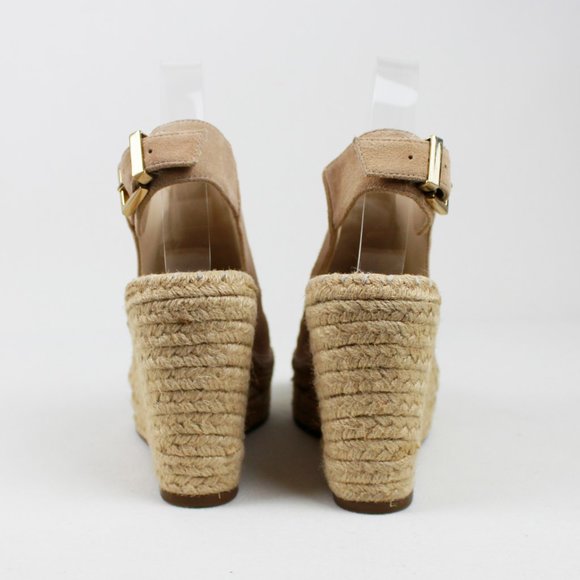 Kenneth Cole NY Odette Sandy Beige Suede Espradille Plaform Wedge Sandals - Picture 6 of 16
